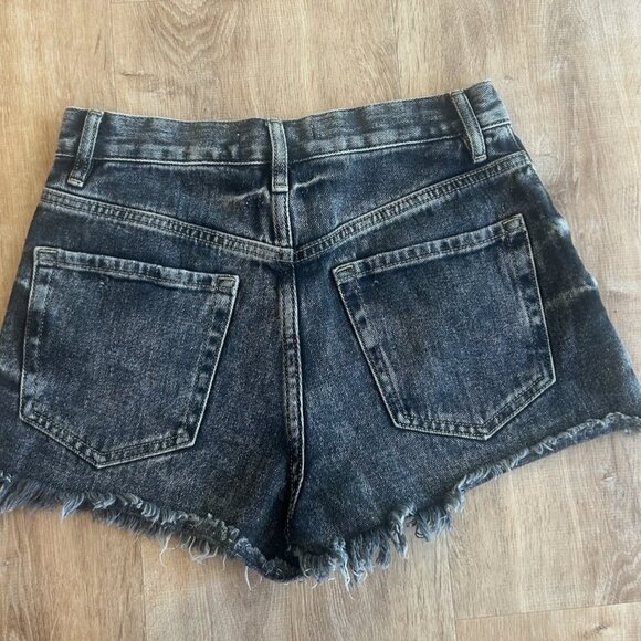 PACSUN Women's 26" Black "VINTAGE HIGH RISE" Denim Dark Wash Cut-Off Shorts - Picture 4 of 4
